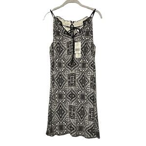Sun Dress Junior's XL Black White Speechless Aztec Patterned Tie Neck Mini NEW